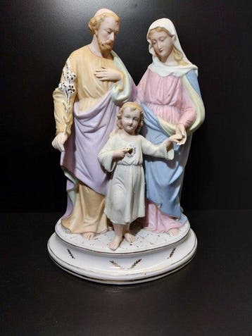 Statue, La Sainte Famille - 30 cm - Biscuit de porcelaine -