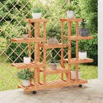 vidaXL Plantenstandaard met wielen 110x25x115 cm massief, Tuin en Terras, Verzenden, Nieuw