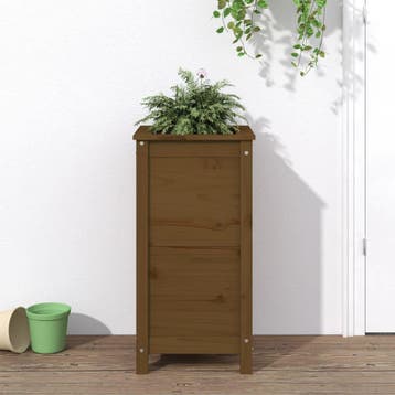 vidaXL Plantenbak 40x40x78 cm massief grenenhout honingbruin, Verzenden, Nieuw