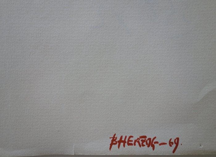 Bernard Herzog (1935-) - Pyramide abstraite, Antiek en Kunst, Kunst | Schilderijen | Klassiek