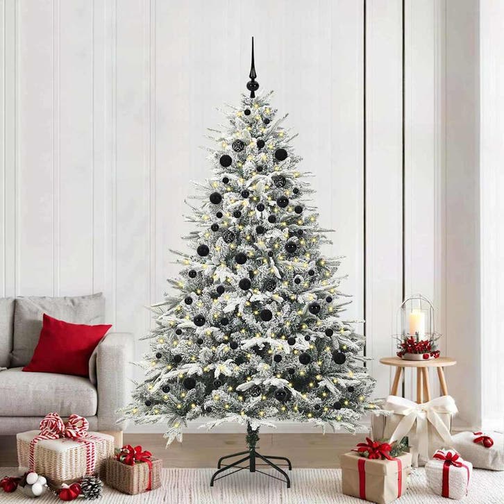 vidaXL Kunstmatige Voorverlichte Kerstboom met Ballenset, Divers, Noël, Envoi