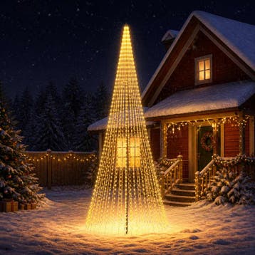 vidaXL LED kerstboom 485 cm 1632 LEDs Warmwit IJzer Zwart, Verzenden