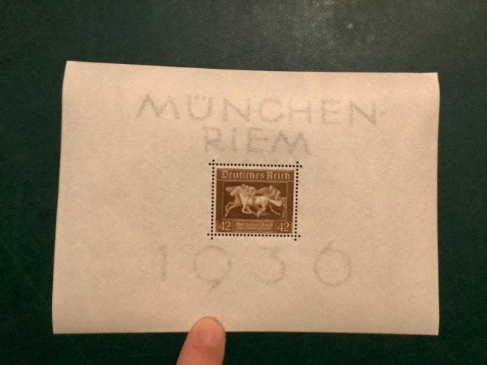 Duitse Rijk 1937 - München Riem blok grijs en wit papier -, Timbres & Monnaies, Timbres | Europe | Allemagne