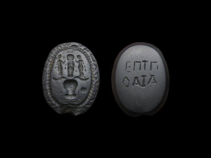 Oud-Romeins Hematiet Magische Edelsteen / Intaglio, Verzamelen, Mineralen en Fossielen