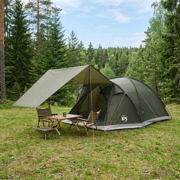 vidaXL Huisje Tent 6-persoons Legergroen Polyester en Staal, Verzenden