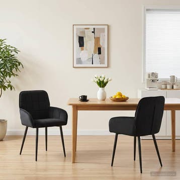 vidaXL Eetstoelen 2 st fluweel Zwart 56.5 x 50 x 85 cm, Huis en Inrichting, Verzenden, Nieuw