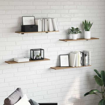 vidaXL Boekenplank Bord 3-laags 4 pcs 80 x 20 x 1,5 cm, Verzenden, Nieuw
