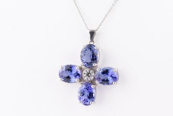 Pendentif - 14 carats Or blanc - 15.65ct. tw. Tanzanite -