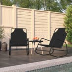 vidaXL Ligstoelen 2 st schommelend staal en textileen zwart, Tuin en Terras, Verzenden, Nieuw