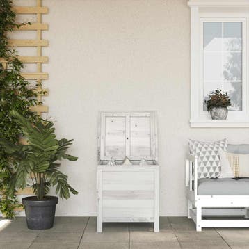 vidaXL Tuinbox 50x49x56,5 cm massief vurenhout wit, Verzenden