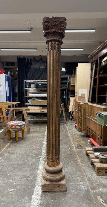 Zuilvormig houtsnijwerk, Kolumna neorenesansowa - 223 cm -