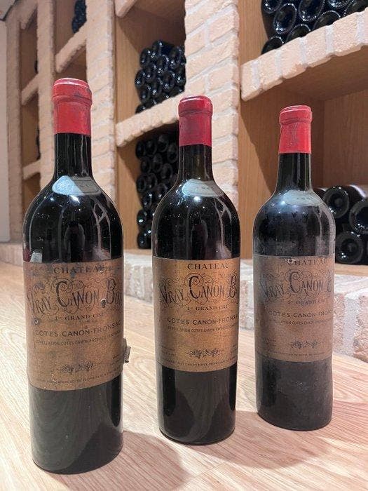 1961 Chateau Vray Canon Boyer - Fronsac - 3 Flessen (0.75, Verzamelen, Wijnen