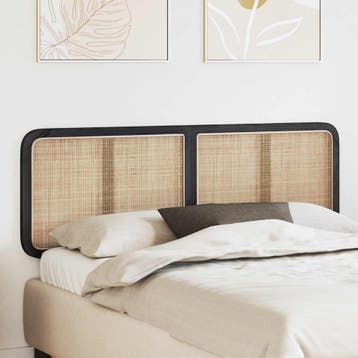 vidaXL Hoofdbord met hoofdeinde Zwart 160 x 55 x 3 cm Rattan, Huis en Inrichting, Verzenden, Nieuw