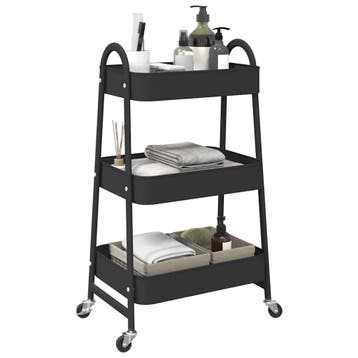 vidaXL Opbergtrolley 3-laags 42x41,5x77 cm staal zwart, Doe-het-zelf en Bouw, Transportwagens, Verzenden, Nieuw