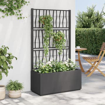 vidaXL Plantenbak met latwerk 80x36x140 cm polypropeen, Verzenden