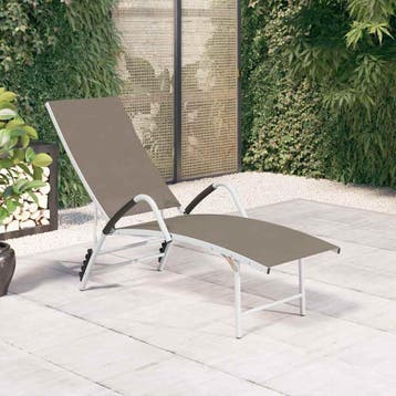 vidaXL Ligbed textileen en aluminium taupe, Verzenden