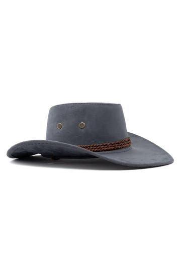 KIMU® Cowboyhoed Grijs Suedelook Lichtgewicht Grijze PU Sued, Ophalen of Verzenden, Nieuw