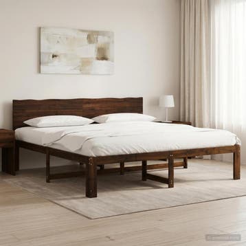 vidaXL Tweepersoonsbed met hoofdbord ROSTOCK Donkerbruin 200, Huis en Inrichting, Verzenden, Nieuw