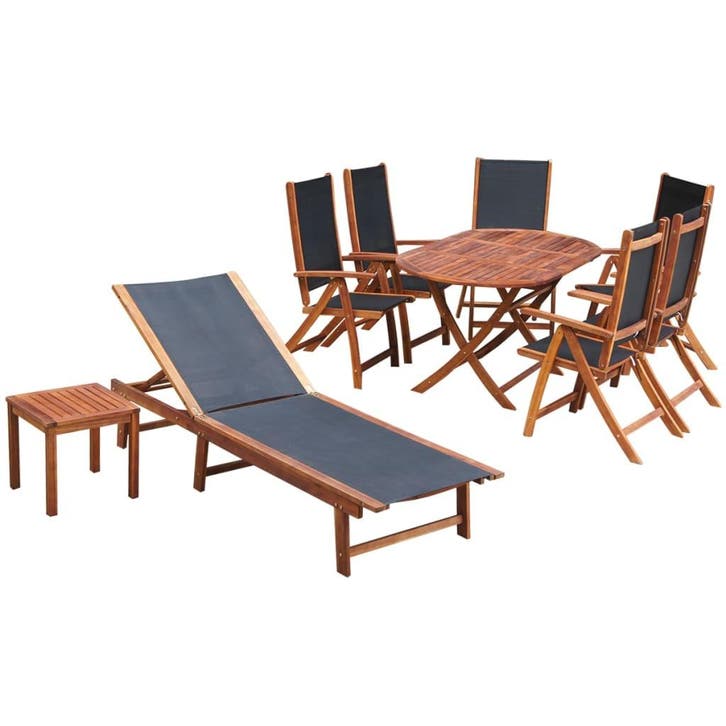 vidaXL 9-delige Tuinset met kussens massief acaciahout, Tuin en Terras, Tuinsets en Loungesets, Tuinset, Nieuw, Verzenden