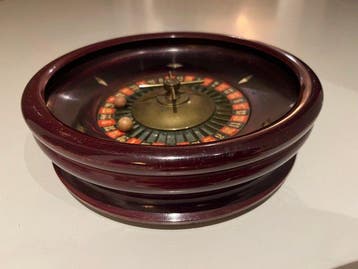 Speeltafel - hard hout, Messing - Antieke roulette
