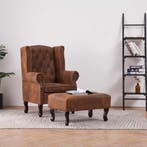 vidaXL Fauteuil en voetenbank Chesterfield-stijl kunstsuède, Verzenden, Nieuw
