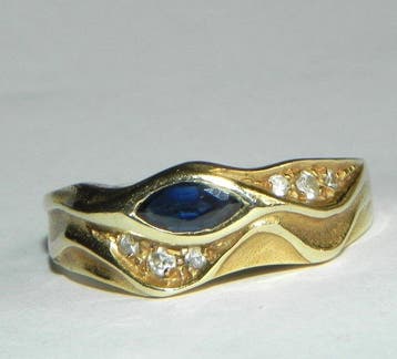 Ring - 14 karaat Geel goud Saffier - Diamant, Nieuw