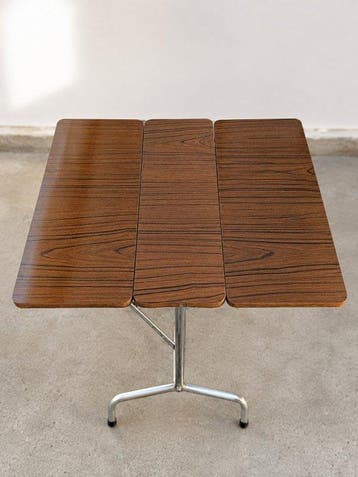 Table - bois - Chrome - Table vintage pliante à abattants