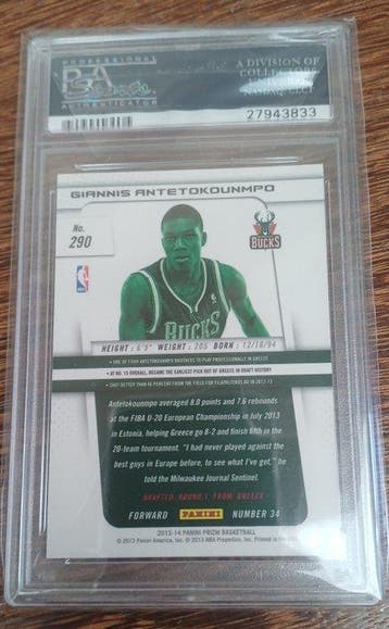 2013/14 Panini Prizm Giannis Antetokounmpo #290 Rookie - PSA, Nieuw