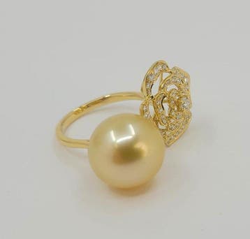 Ring - 18 karaat Geel goud, 12,8 mm ronde gouden South, Handtassen en Accessoires, Ringen, Nieuw