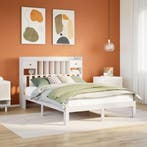 vidaXL Bed met boekenkast zonder matras grenenhout wit, Verzenden, Nieuw