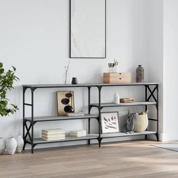 vidaXL Wandtafel 180x29x76,5 cm bewerkt hout grijs sonoma, Verzenden, Nieuw