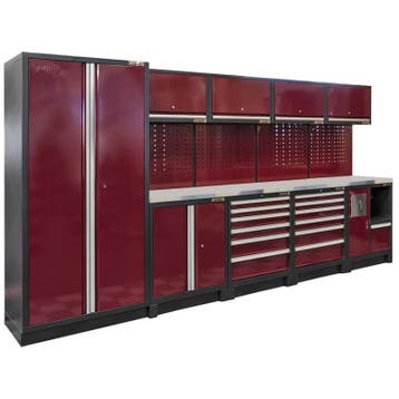 Complete werkplaatsinrichting donker rood, RVS blad,, Ophalen of Verzenden, Nieuw