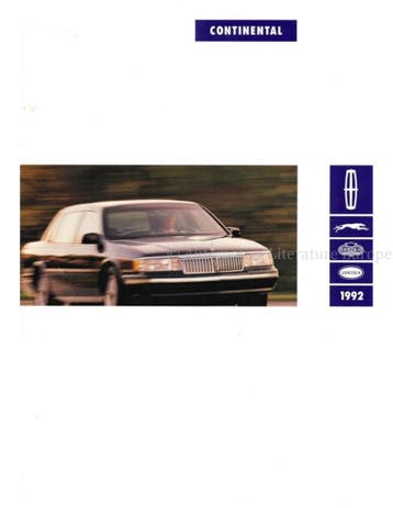 1992 LINCOLN CONTINENTAL BROCHURE ENGELS (USA)