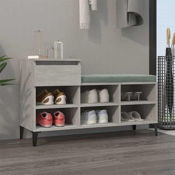 vidaXL Schoenenkast 102x36x60 cm bewerkt hout betongrijs, Verzenden