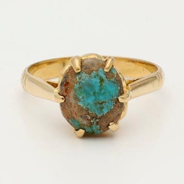 Bague - 14 carats Or jaune - turquoise, Bijoux, Sacs & Beauté