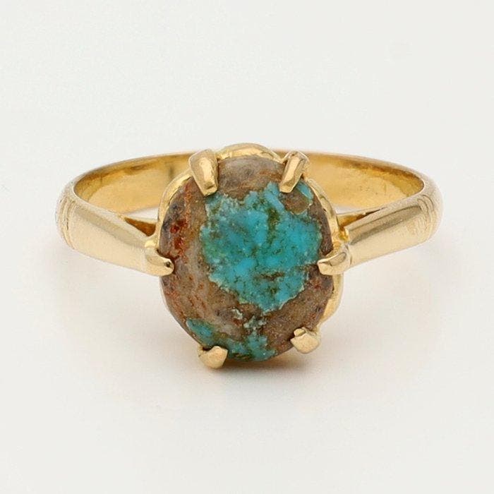 Bague - 14 carats Or jaune - turquoise, Bijoux, Sacs & Beauté, Bagues