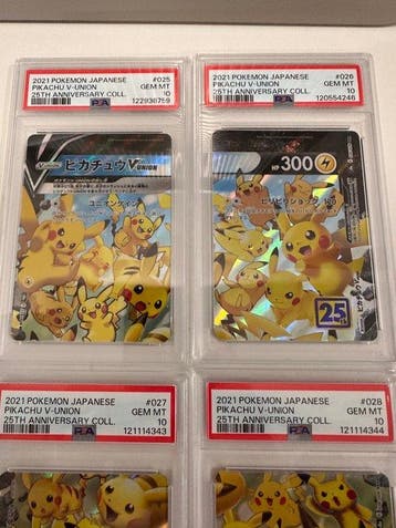 Pokémon - 4 Graded card - Pikachu 025/026/027/028 Carte