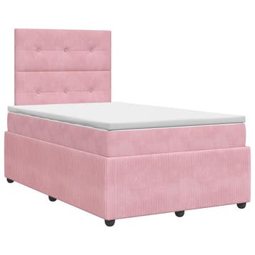 vidaXL Boxspringbed met matras Roze 120 x 190 cm Fluweel, Verzenden