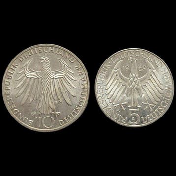 Duitsland, Bondsrepubliek Set of 2 coins: 5 & 10 Deutsche