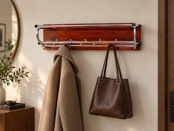 Kapstok - Hout, Chroom - Vintage wandkapstok – chroom met