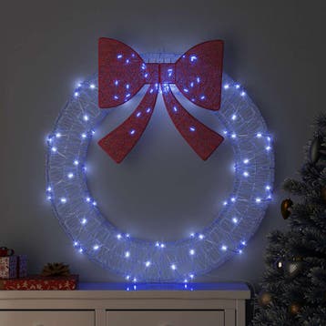vidaXL Krans 80 LEDs Blauw 92 x 92 x 9,5 cm Acryl, Verzenden, Nieuw