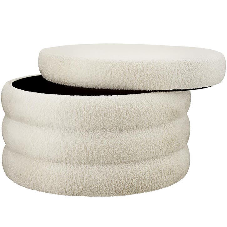 tectake Hocker Altu XL, gestoffeerd, opbergruimte - Bouclé c, Huis en Inrichting, Barkrukken, Verzenden