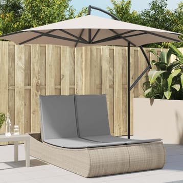 vidaXL Ligbed 2-persoons met kussens poly rattan beige, Verzenden