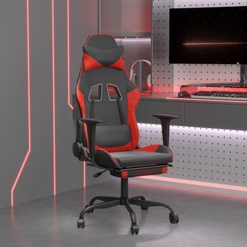 vidaXL Massage gamestoel met voetensteun kunstleer zwart en, Verzenden