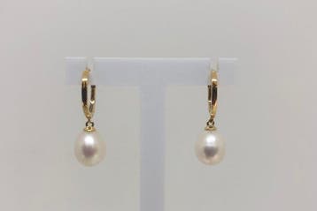 Oorbellen Zoetwater druppelparels - Geelgoud 18K Parel, Handtassen en Accessoires, Oorbellen, Nieuw