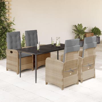 vidaXL 5-delige Tuinset met kussens poly rattan gemengd, Verzenden, Nieuw, Tuinset