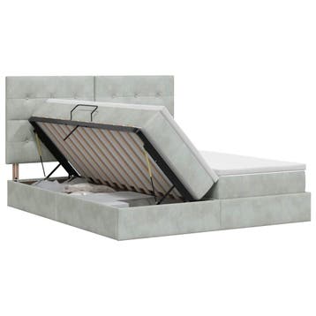 vidaXL Opbergbed met hoofdeinde Lichtgrijs 180 x 200 cm, Huis en Inrichting, Slaapkamer | Bedden, Verzenden, Nieuw