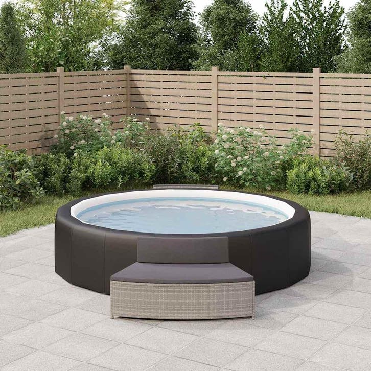 vidaXL Spa-bankjes met kussens 2 st poly rattan grijs, Tuin en Terras, Zwembaden, Nieuw, Verzenden