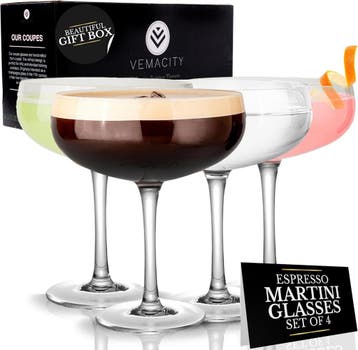 Vemacity Coupe Glazen Set (4) | Retour deal | 34% Korting!, Verzenden, Glas of Glazen