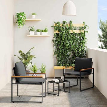 vidaXL Meubelsets 3 st Grijs en Donkergrijs Rattan, Verzenden, Nieuw